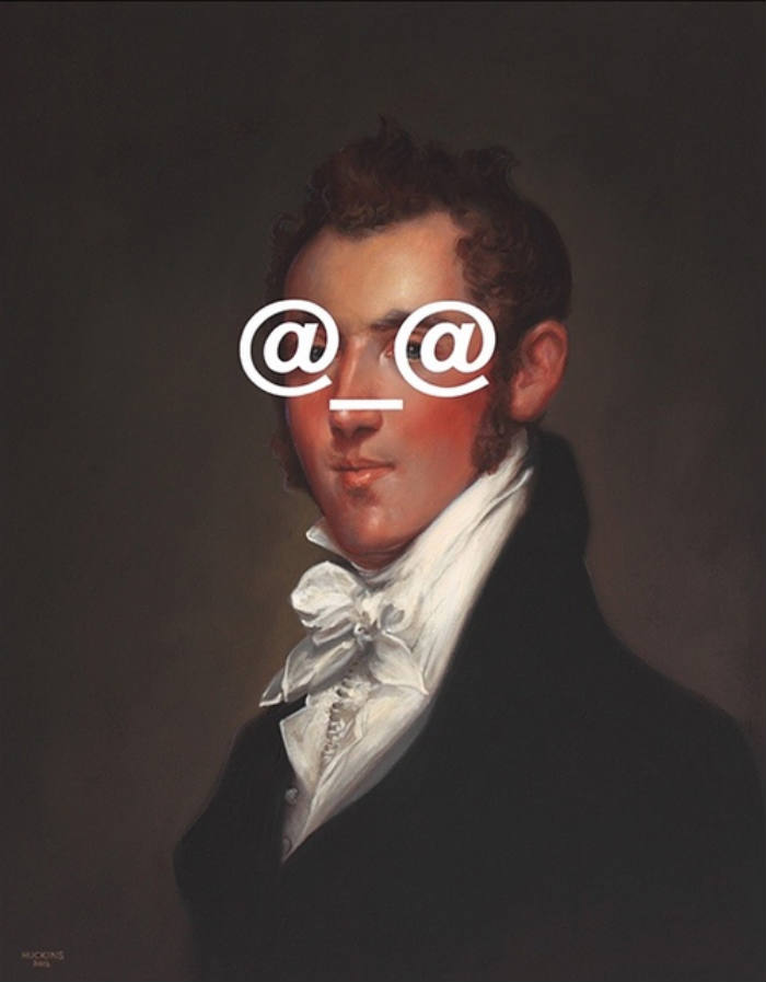 O artista Shawn Huckins pegou algumas pinturas clássicas do século XVIII e colocou uma legenda bastante atual bem no meio delas!