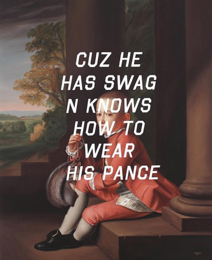 O artista Shawn Huckins pegou algumas pinturas clássicas do século XVIII e colocou uma legenda bastante atual bem no meio delas!